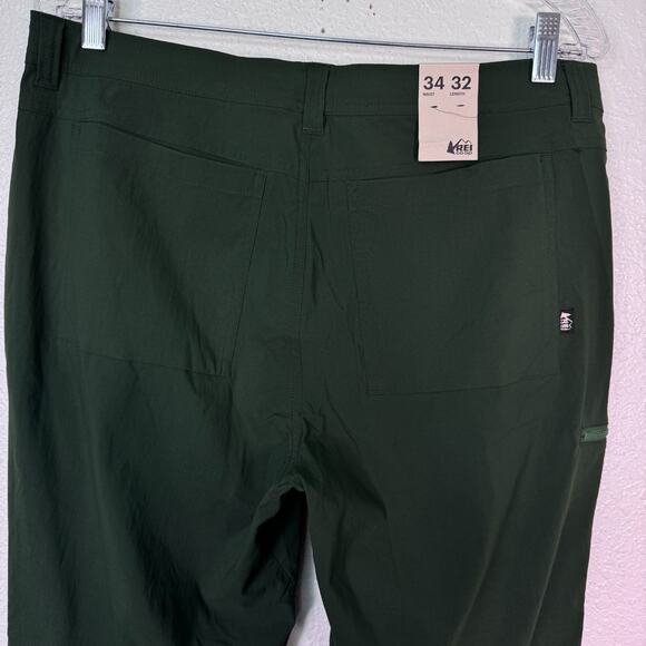 REI Trail Made Pants Mens 34 x 32 Hiking Trail Pant Outdoor UPF 50 NEW Green - Picture 8 of 14